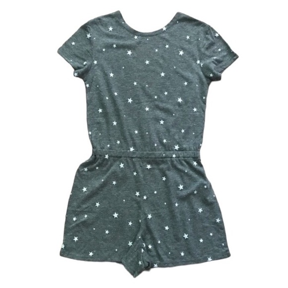 NWT Alternative Cross Back Jersey Romper Gray White Stars Organic Fabric Cotton - Picture 9 of 13
